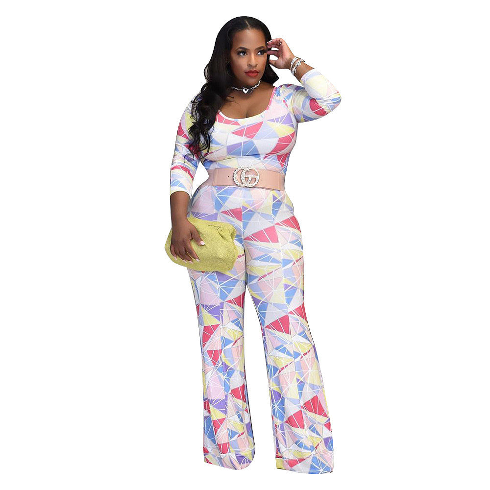 Triangle Printed Wide Leg Jumpsuit