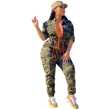 Load image into Gallery viewer, Collect Waist Zipper One Piece Camouflage Jumpsuit
